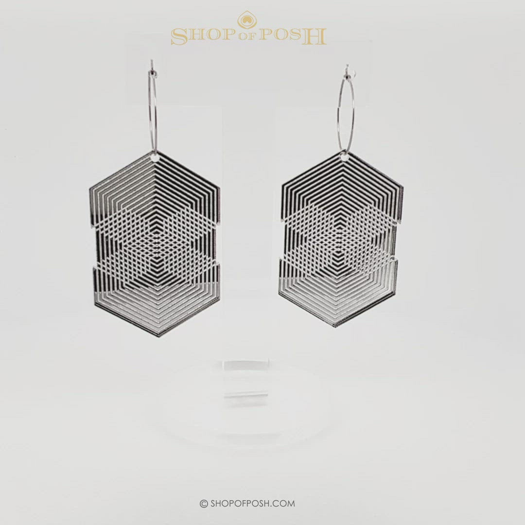 Gold / Silver Acrylic Geometric earrings with small rings