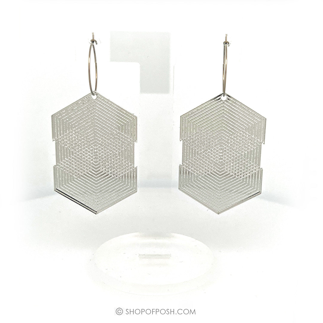 Gold / Silver Acrylic Geometric earrings with small rings