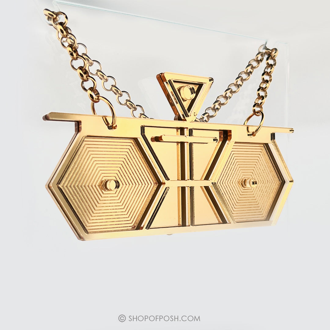 Geometrix Acrylic Gold Statement Necklace