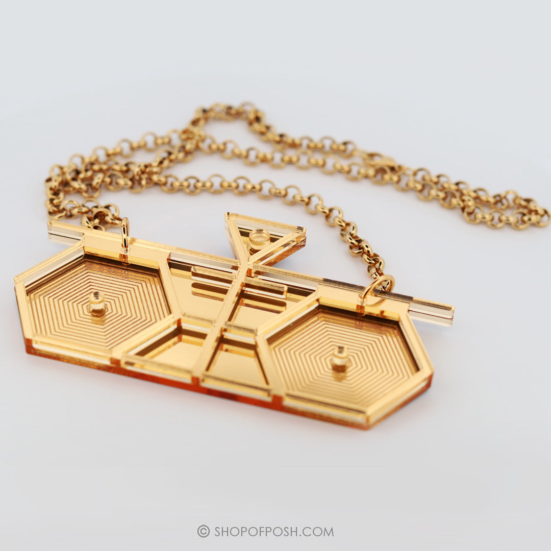 Geometrix Acrylic Gold Statement Necklace