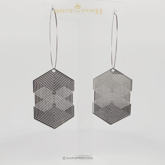 Gold / Silver Acrylic Geometric earrings with large rings